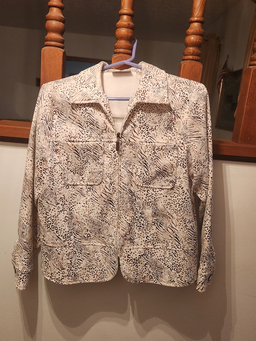 VTG Drapers & Damons Blazer Womens SP White Multicolor Animal Abstract Jacket